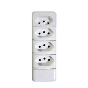 Tomada Barra Com 4 Entradas 2P+T 10A Branca - Kahel