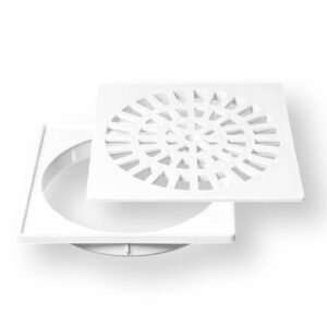 Grelha C/ Porta Grelha Quadrado Abs Branco 100Mm - Luconi