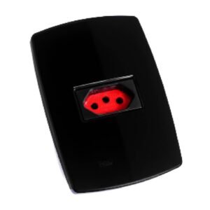 Tomada 2P+T C/ Placa Pérola Negra 20A - Radial