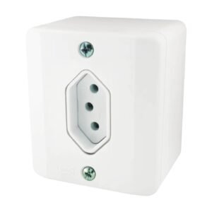 Tomada 2 Polos + Terra C/ Placa 20A Linha R Branca - Radial