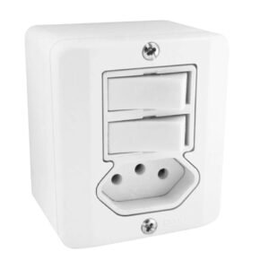 Interruptor C/ 2 Teclas Simples + 1 Tomada C/ Placa 20A Linha R Branca - Radial