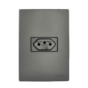 Tomada 2 Polos + Terra 10A C/ Placa Ouro Grafite - Radial