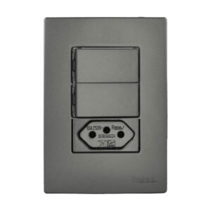 Interruptor C/ 2 Teclas Simples E 1 Tomada 10A Ouro Grafite - Radial