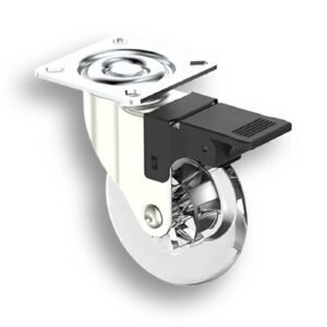 Rodízio Transp. 100Mm Com Freio Chapa Giratória Niquel - Soprano